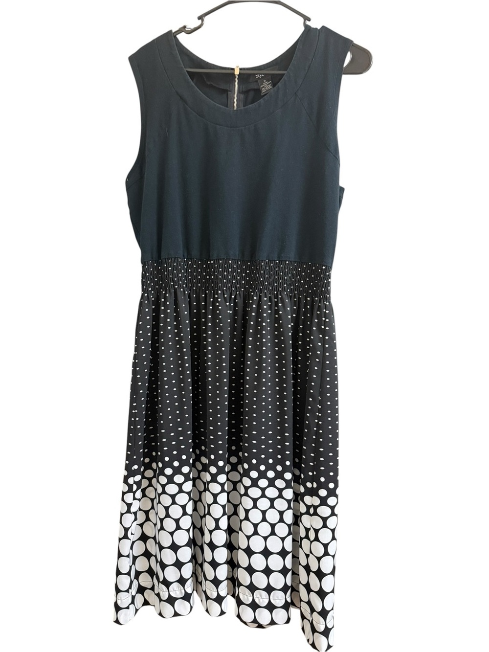 Women’s Style & Co Black & White Polka Dot Sleeveless Midi Dress size XL